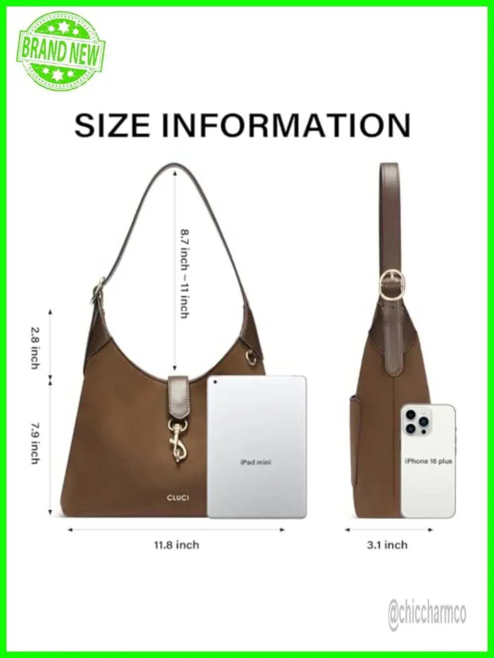 Womens Hobo Bag with Adjustable Strap, Soft Vegan Suede Shoulder Tote